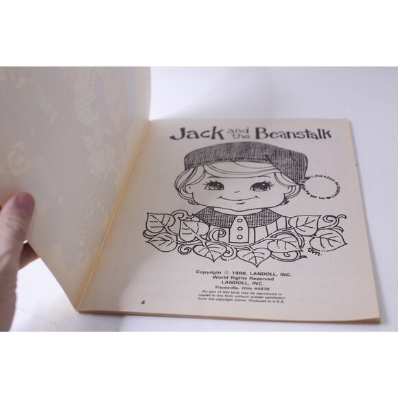 Jack and the Beanstalk, Uncolored, Coloring Book, 1986, Landoll, ~ 250113-WH 59 - Picture 2 of 4